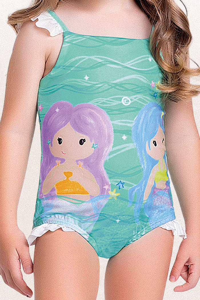 Maiô com forro em cotton poliéster praia sereia