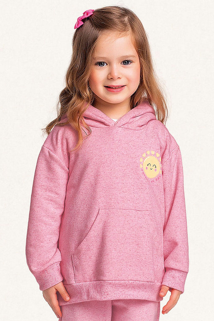 Blusão com capuz em moletinho linho sol