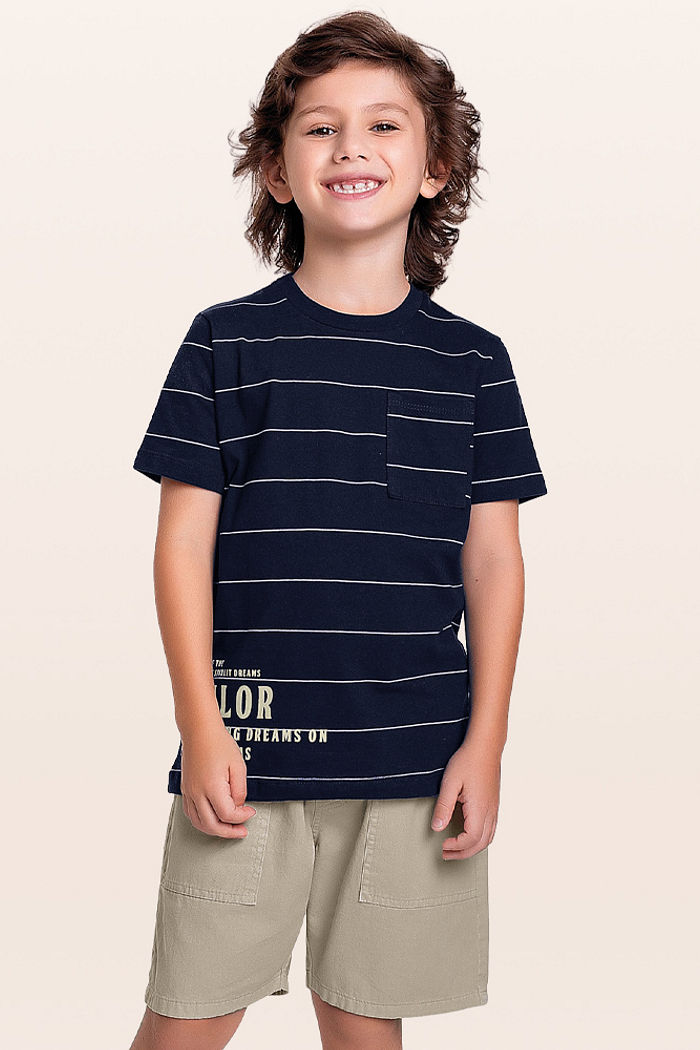 Conjunto camiseta listras e bermuda sailor