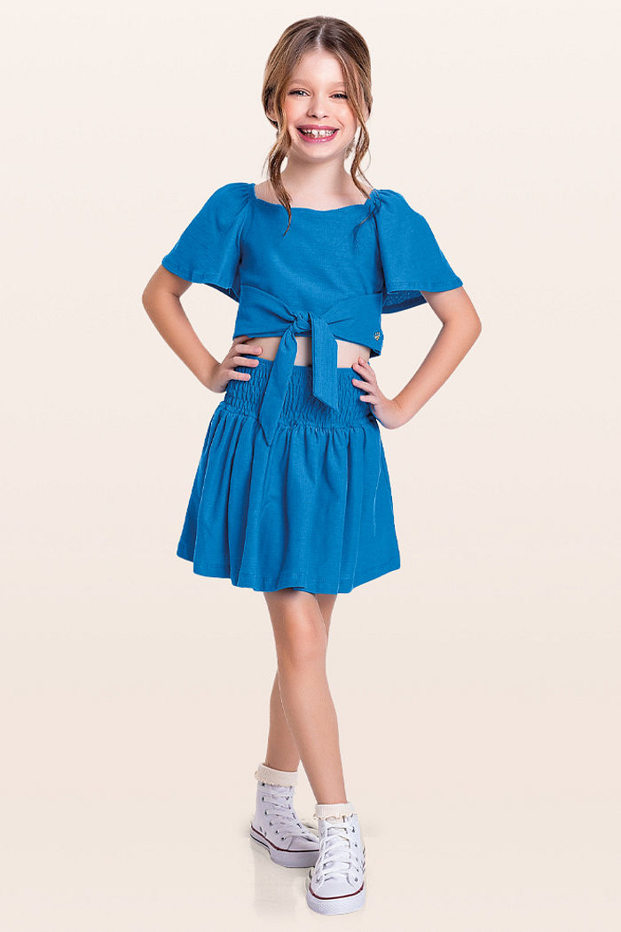 Conjunto blusa e short-saia lisboa