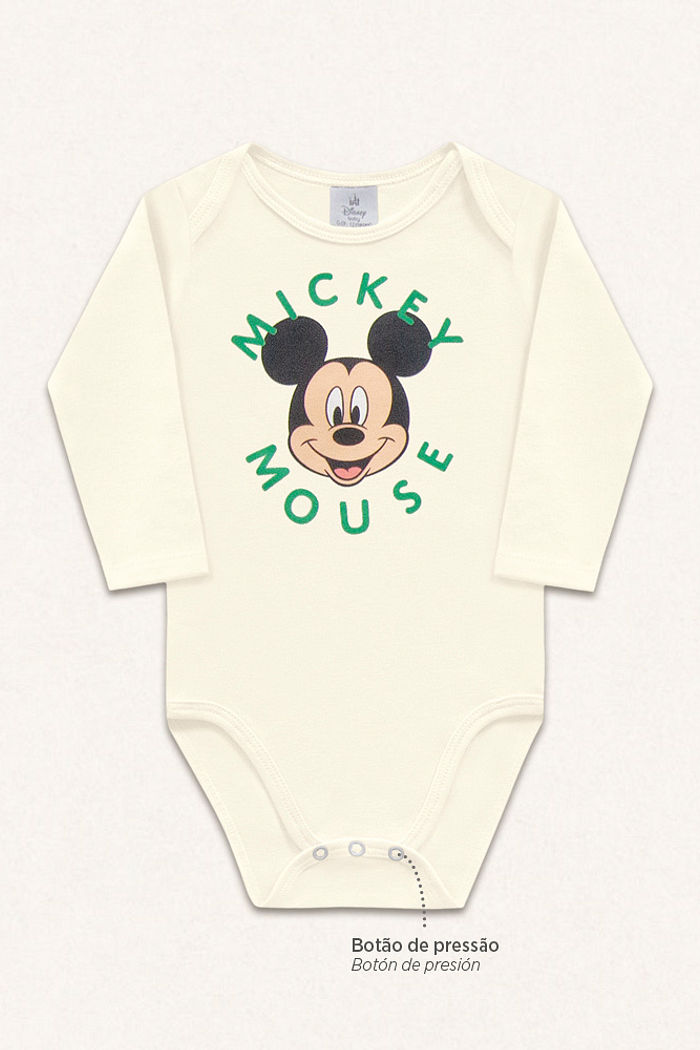 Body manga longa em suedine Mickey Mouse
