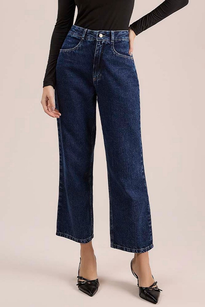 Calça reta coração em jeans