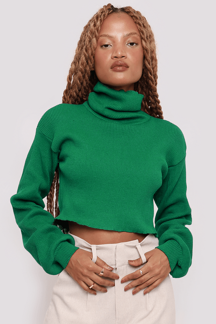 cropped tricô verde esmeralda babe mundo lolita