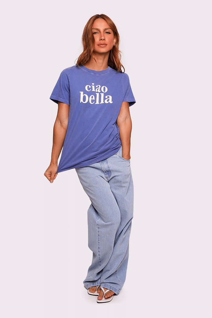 t-shirt azul ciao bella mundo lolita