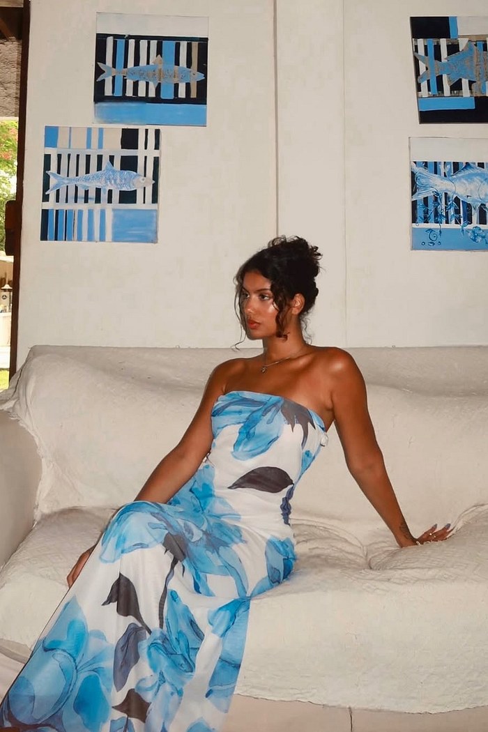 vestido longo blue moon off white mundo lolita