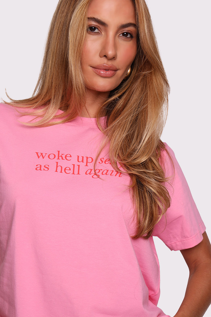 t-shirt woke up sexy rosa mundo lolita