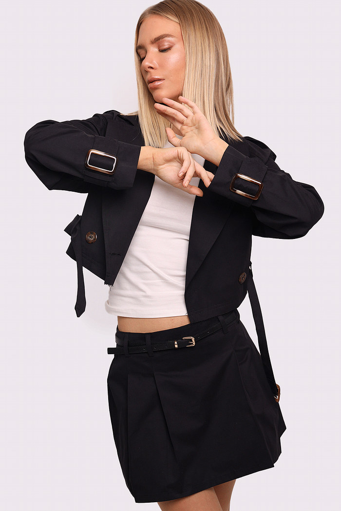 trench coat cropped preto versailles mundo lolita