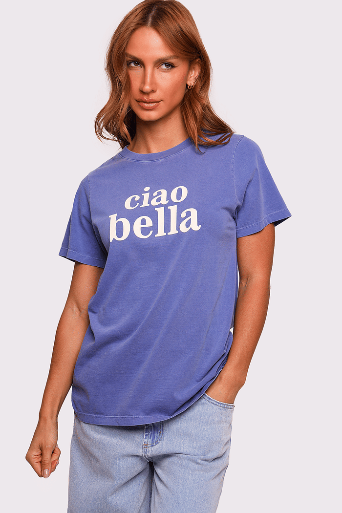 t-shirt azul ciao bella mundo lolita