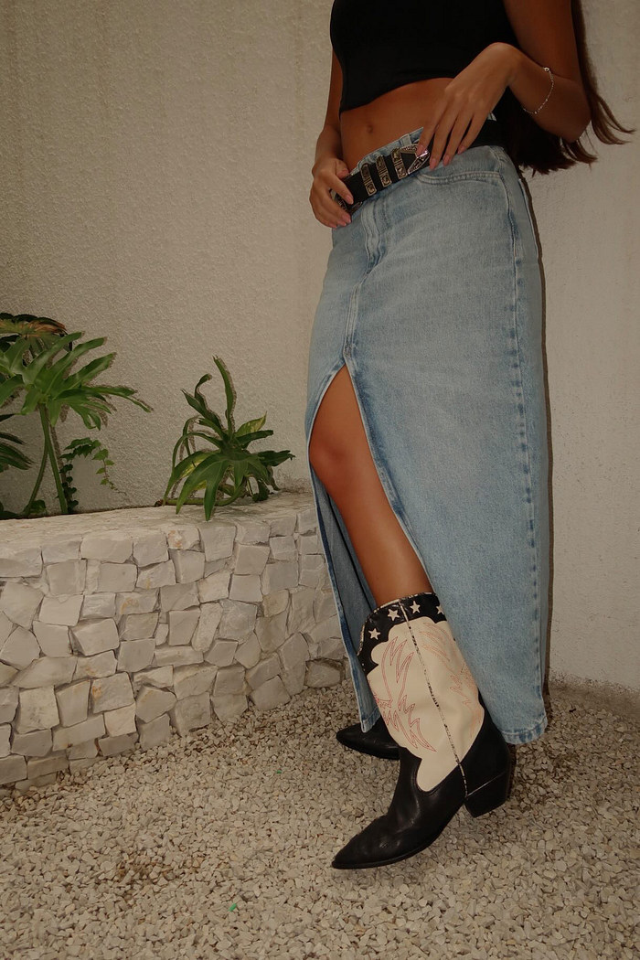 saia jeans midi vintage mundo lolita
