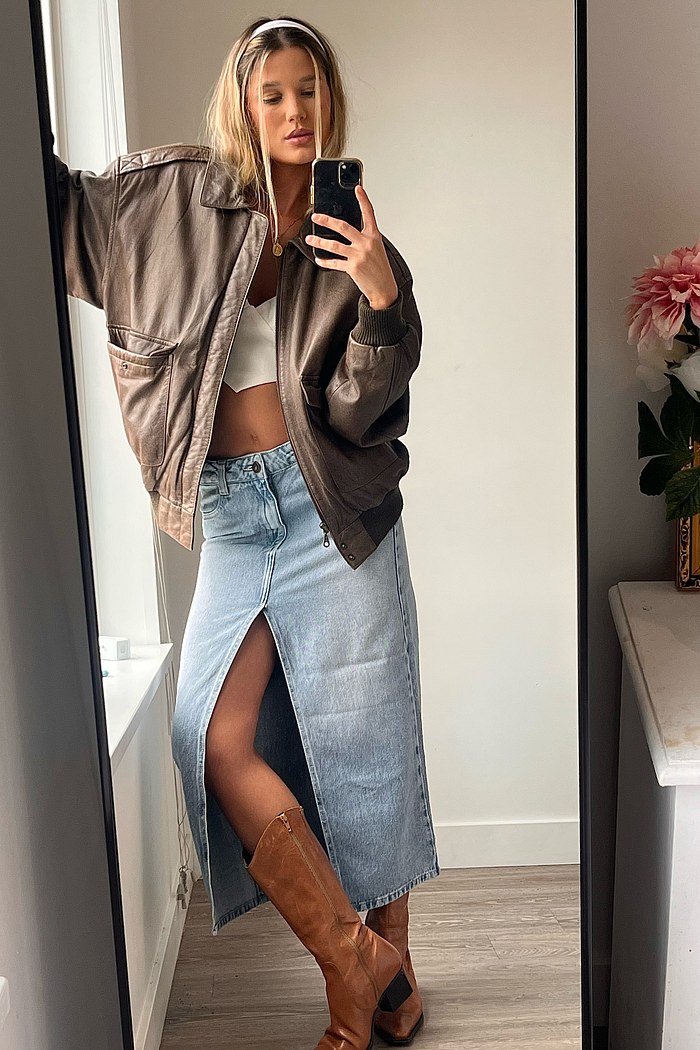 saia jeans midi vintage mundo lolita