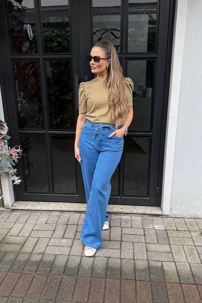 BLUSA FEMININA MANGA BUFANTE DE ALGODÃO LISA - MARROM