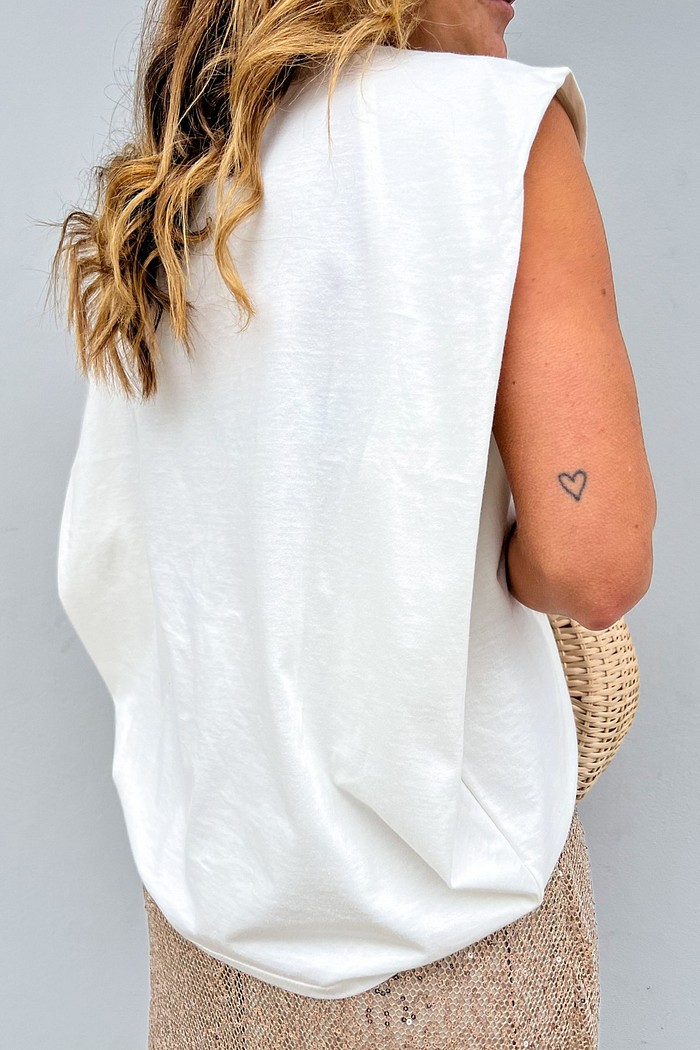  Regata Machão Off White Caimento Traseiro Solto - Minimoni