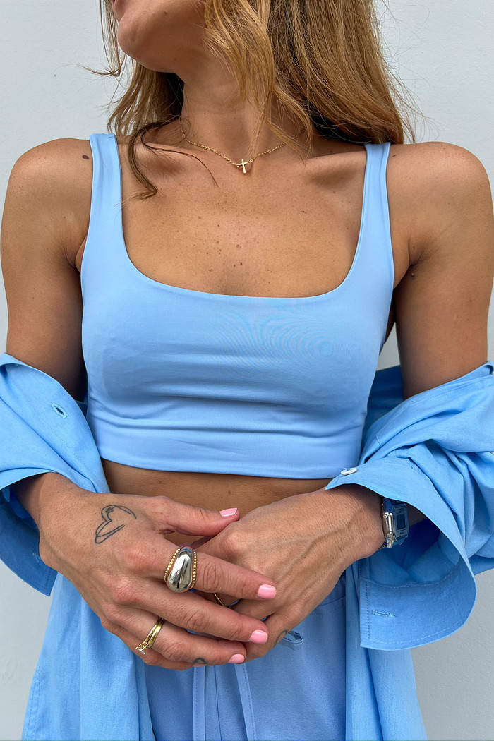 Top Com Alça Feminino Azul Céu Abigail - Mini Moni