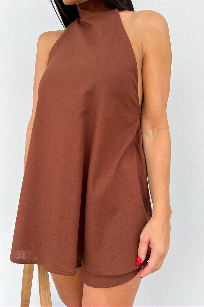 Conjunto Frente Única Marrom Beatriz - Mini Moni