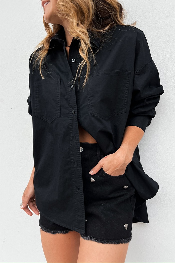 Shorts Jeans Preto Heart - MiniMoni