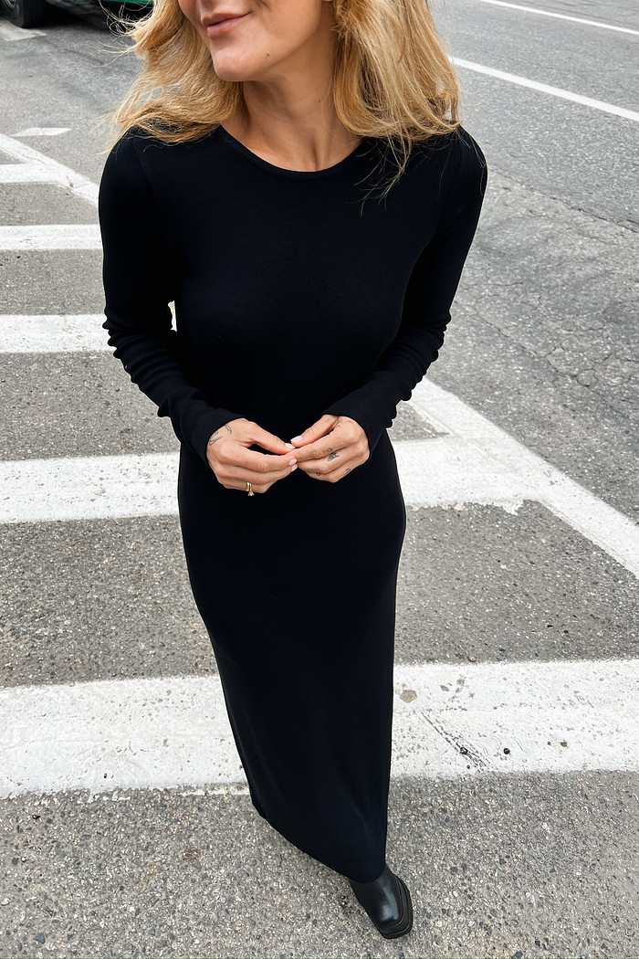 Vestido Longo de Malha Pillar Preto - Mini Moni