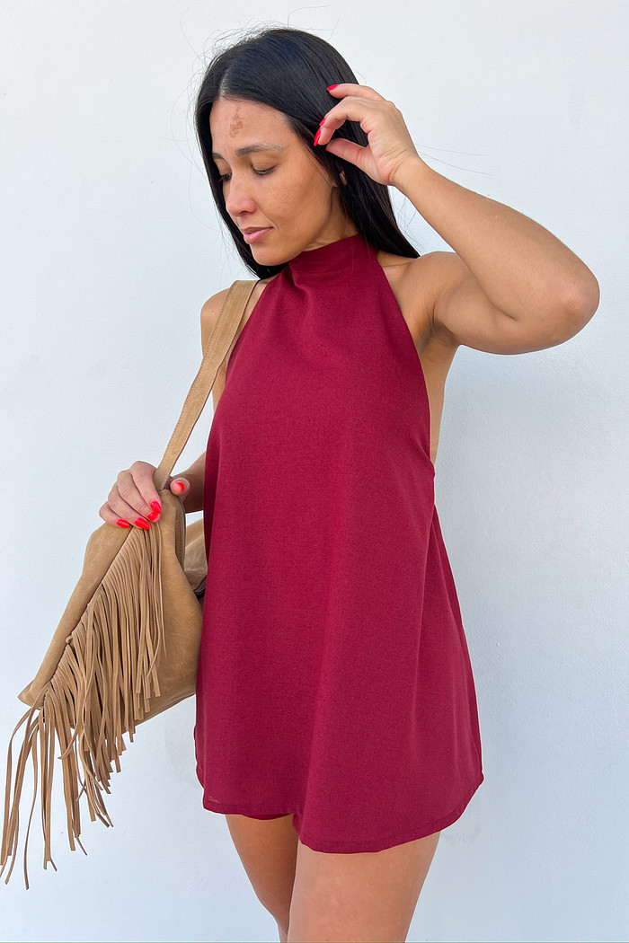 Conjunto Frente Única Vinho Beatriz - Mini Moni