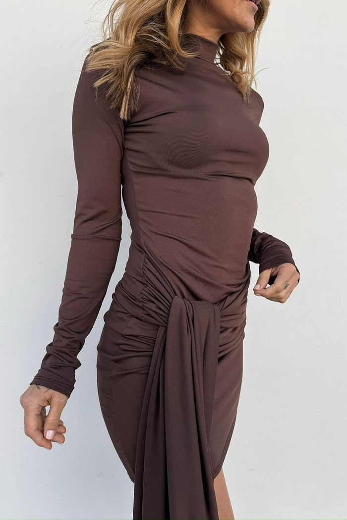 Vestido Muzy Curto Marrom - Mini Moni