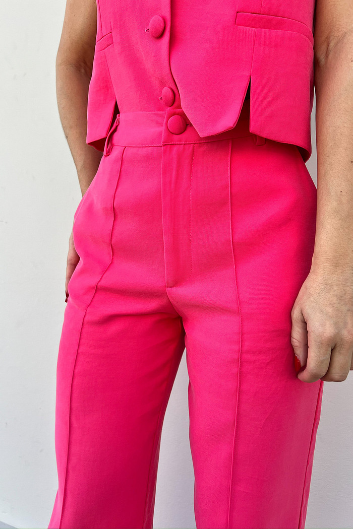 Calça de Alfaiataria Clarissa Rosa Chiclete - Mini Moni