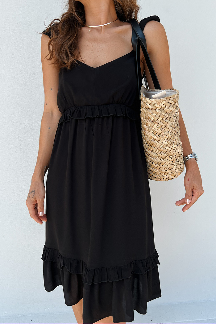 Vestido Curto de Viscose Preto Sara - Mini Moni
