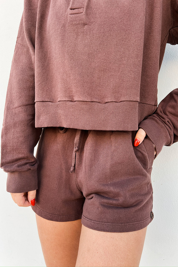 Shorts de Moletom Marcela Marrom - Mini Moni