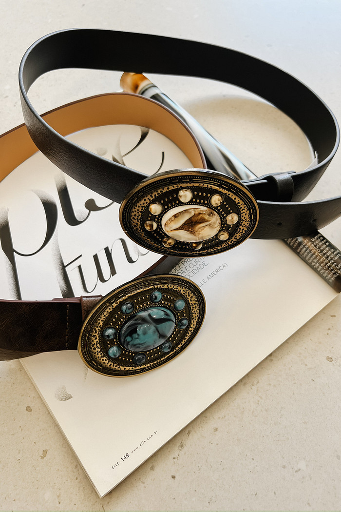 Cinto de Couro Fivelão - Mini Moni