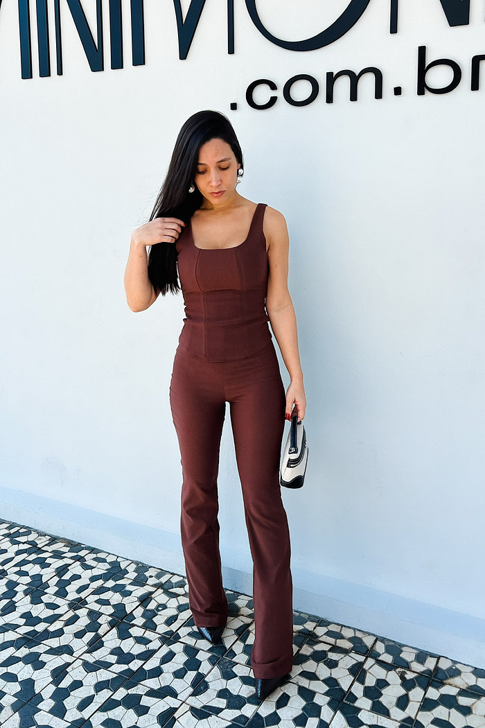 Calça de Alfaiataria Pandora Marrom - Mini Moni