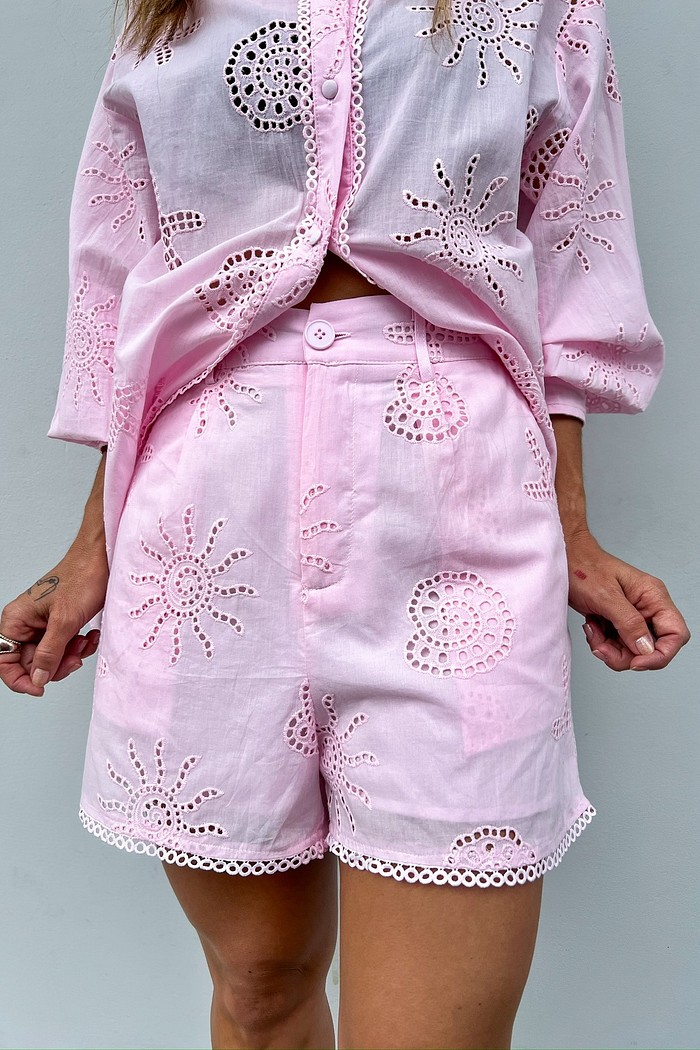 Conjunto Laise Genova Rosa Laise Vazado Detalhe Qualidade Premium - Minimoni