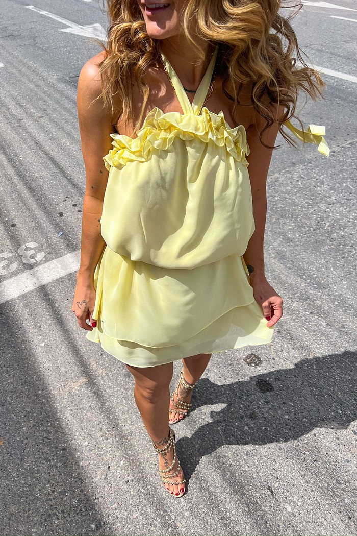 Vestido de Babados Amarelo Marcella - MiniMoni