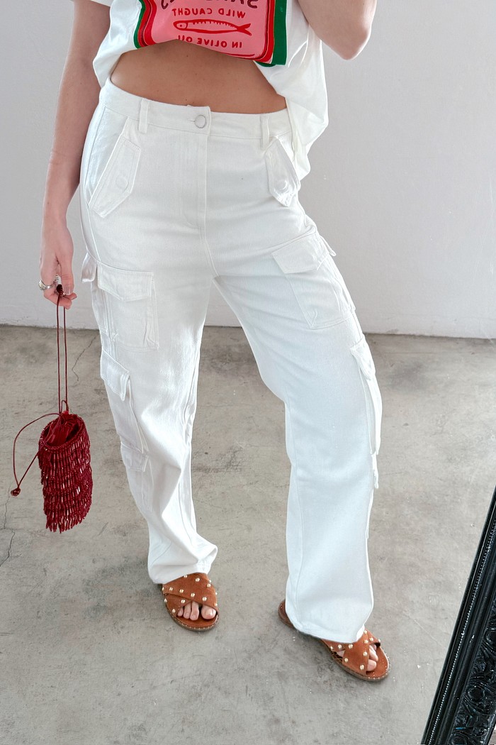 Calça de Sarja Off White Bianca - Mini Moni