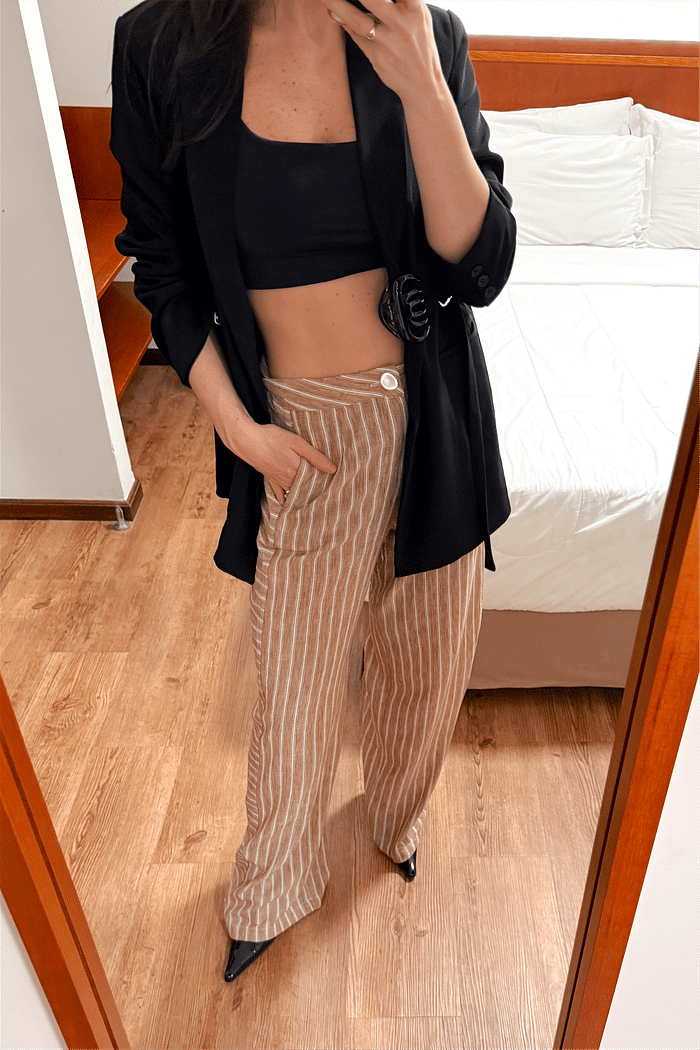 Calça Alfaiataria de Listras Abby - MiniMoni