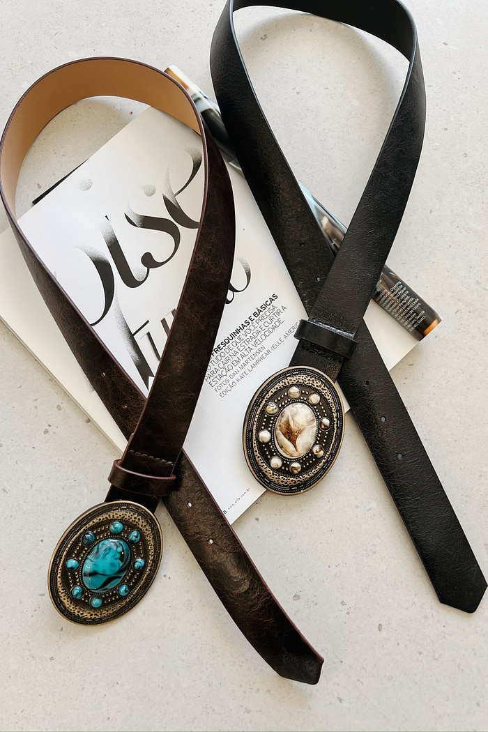 Cinto de Couro Fivelão - Mini Moni