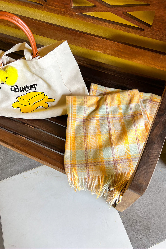 Cachecol de Lã Xadrez Amarelo – Mini Moni