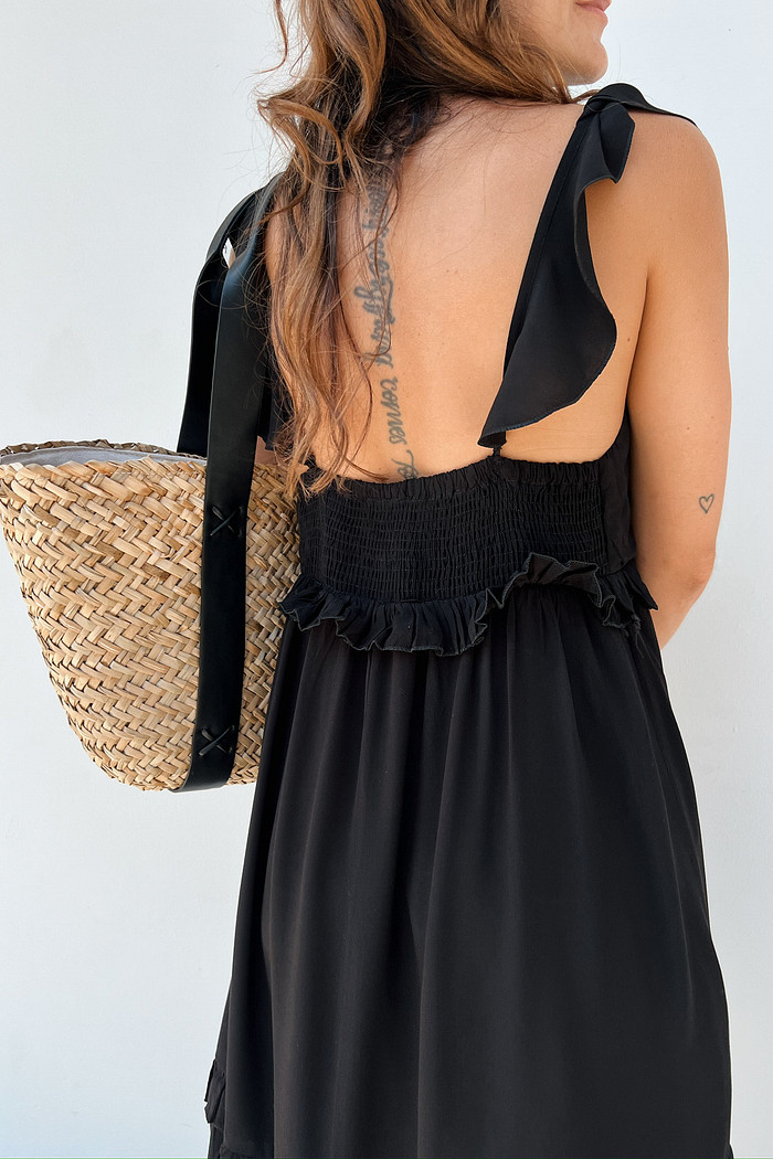 Vestido Curto de Viscose Preto Sara - Mini Moni