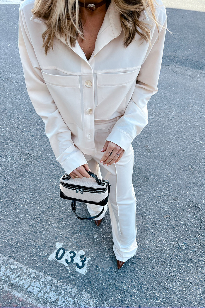 Calça de Alfaiataria Clarissa Bege - Mini Moni