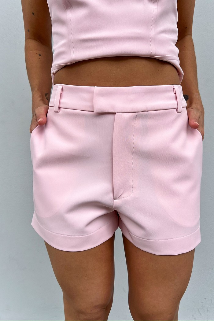 Shorts alfaiataria Cecília, frente completa com bolsos faca, poliéster elastano – Minimoni