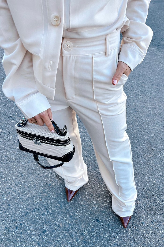 Calça de Alfaiataria Clarissa Bege - Mini Moni