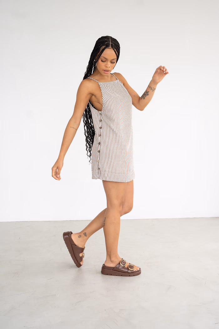 VESTIDO LINHO MOOD BOTÕES LINES