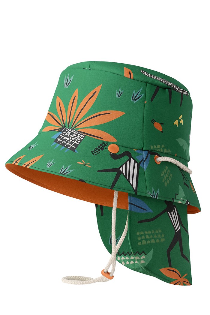 Chapéu infantil Proteção Solar UV 50+ Dupla Face Ajustável Verde Safari