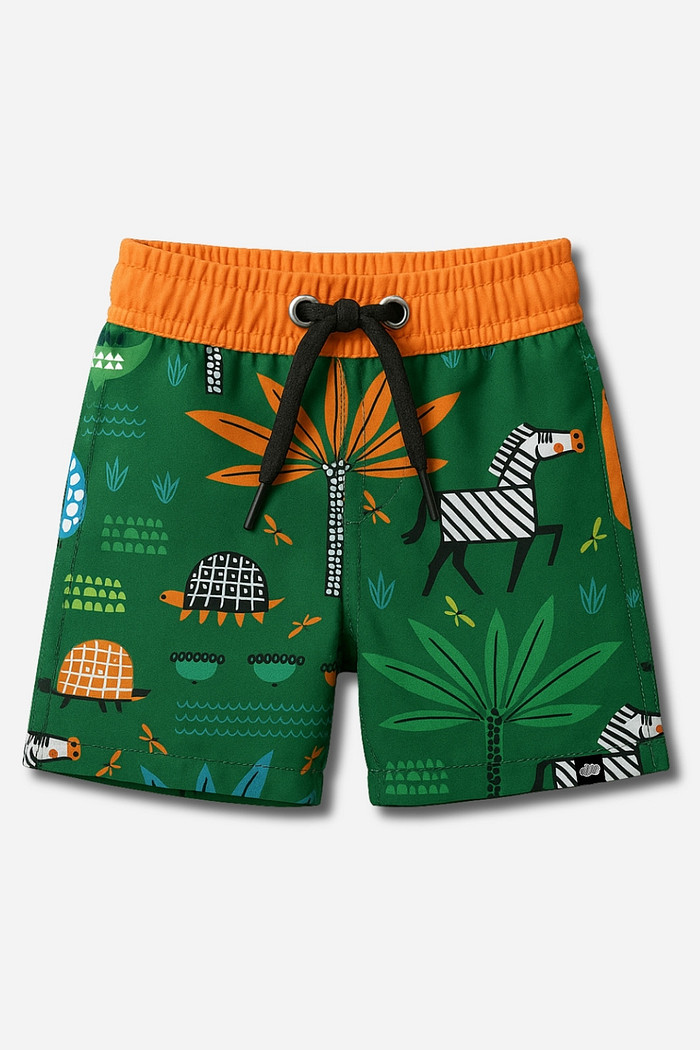 Short Infantil Tactel com ajuste na cintura UV 50+ Verde Safari