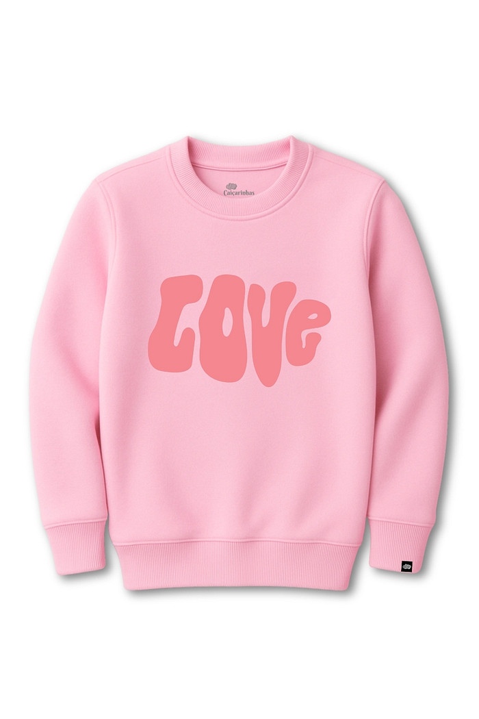 Kit Love Moletom Infantil Confortável Blusão + Calça