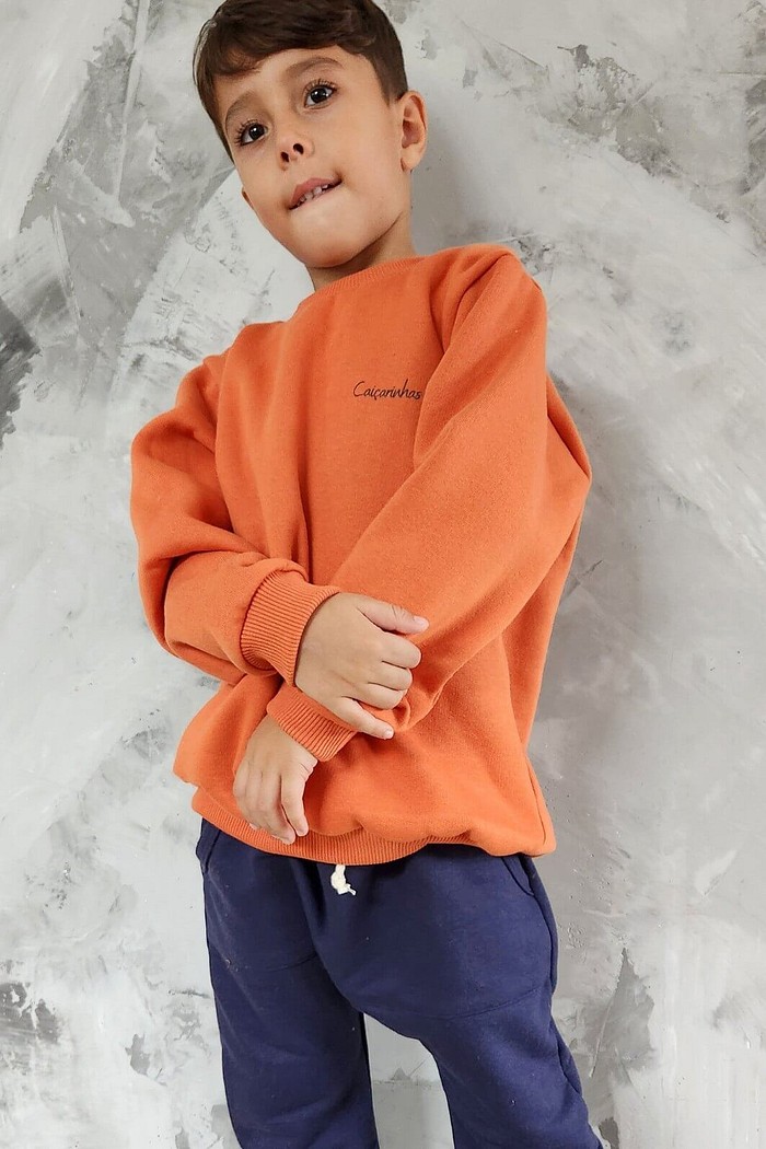 Blusão Infantil Moletom Felpado Terra Cota Básico Caiçarinhas