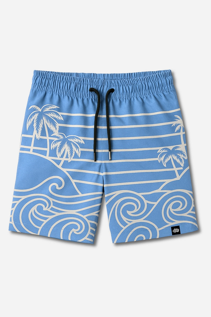 Short Infantil Tactel com ajuste na cintura e proteção UV 50+ Azul Beach On