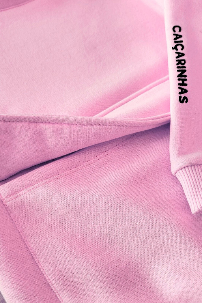 Casaco Moletom Infantil Gola Alta Rosa Tutti Frutti Flanelado