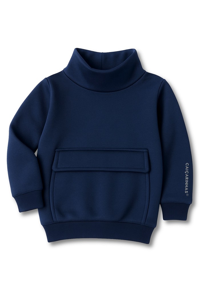 Casaco Gola Alta Azul Marinho