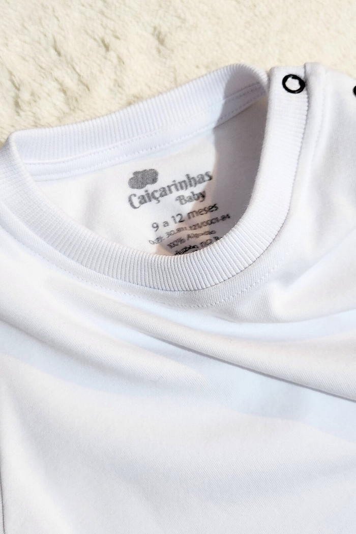 Macacão Bebê Longo Manga Curta Off White Love