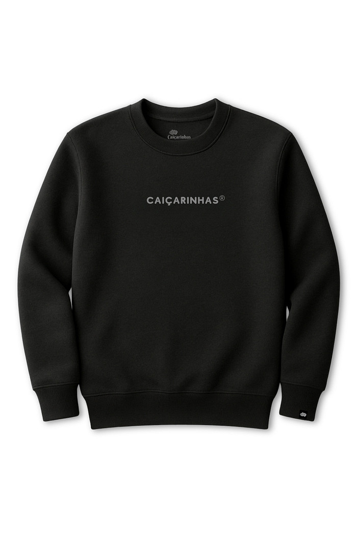 Kit Preto Caiçarinhas® Moletom Quentinho Infantil Blusão + Calça