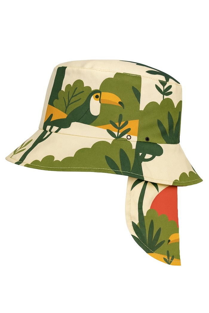 Chapéu infantil Proteção Solar UV 50+ Dupla Face Ajustável Off White Selva