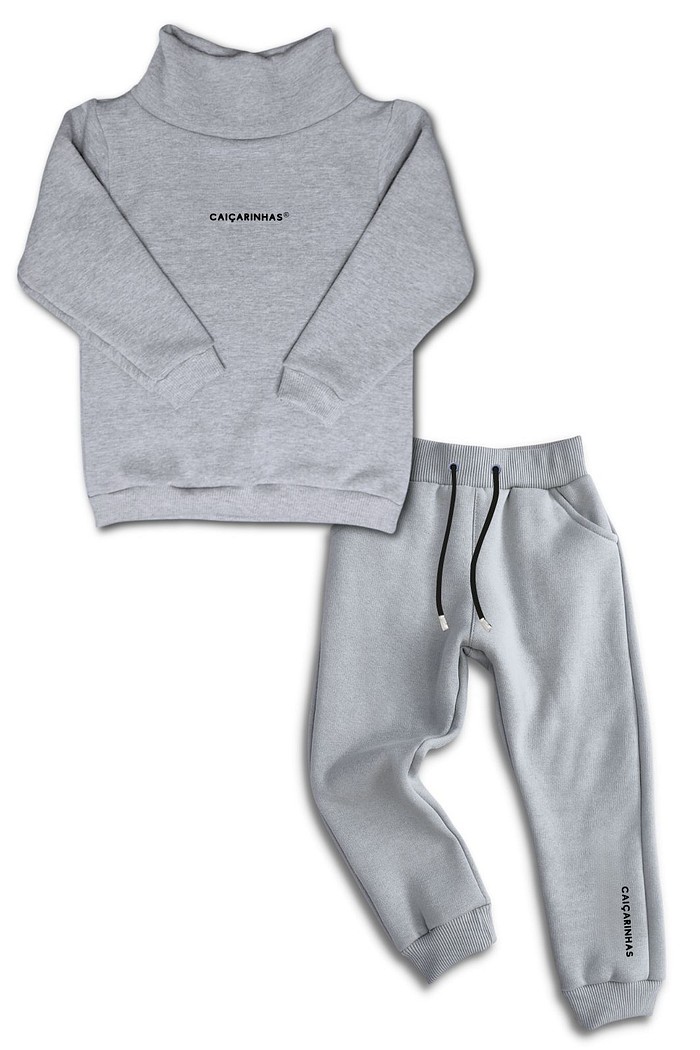 Kit Conjunto Cinza Moletom Casaco + Calça