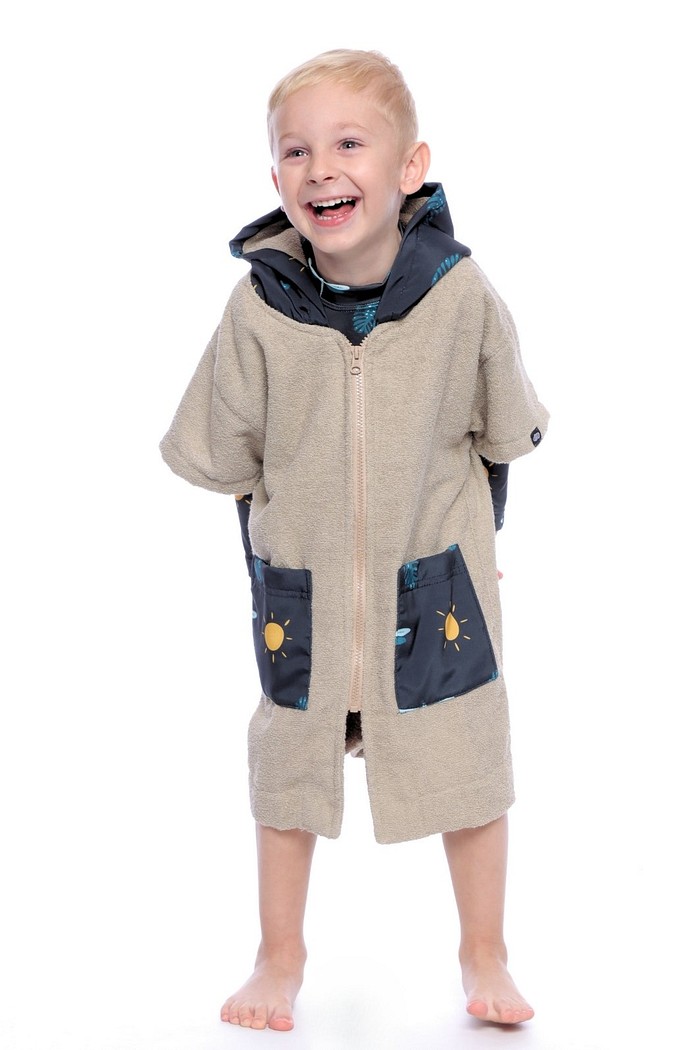 Roupão Infantil Com Capuz 100% Algodão Atoalhado Super Secagem Proteção UV50+ Preto Libélulas